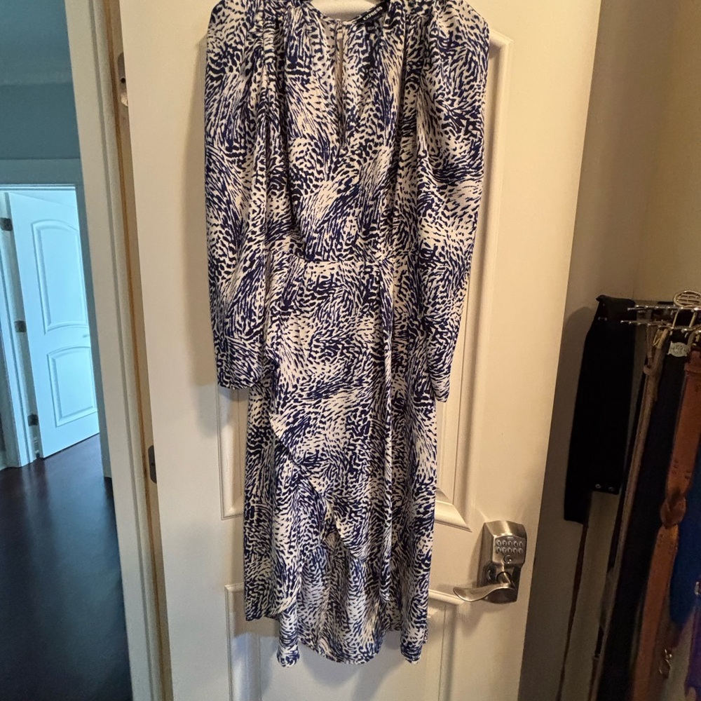 Express Blue and White Long Sleeve Dress